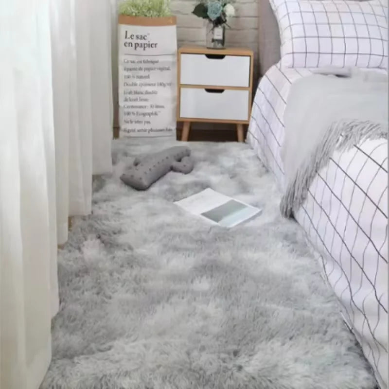 Plush carpet non-slip home decoration carpet soft carpet modern girly style living room gray carpet bedroom floor fluffy mat