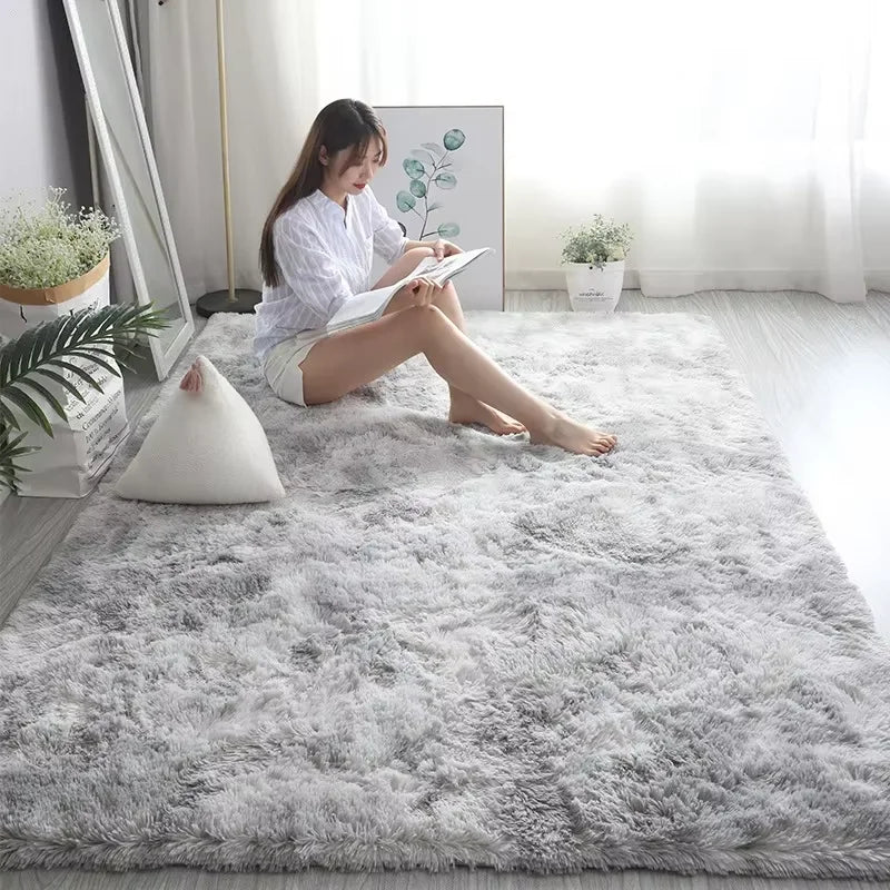 Plush carpet non-slip home decoration carpet soft carpet modern girly style living room gray carpet bedroom floor fluffy mat