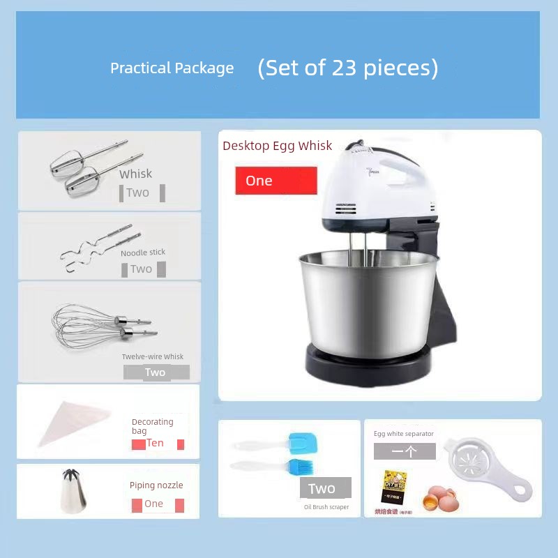 Egg Beater Desktop Electric For Home Hand-Held Egg Baking Z Baking Tool Stirring Cream Automatic with Barrel and Noodles