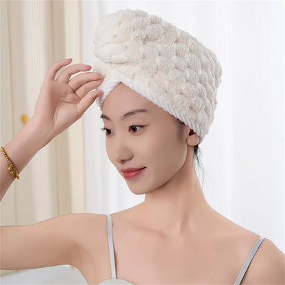 Microfiber Hair Towel Wrap Thickened Coral Velvet Cationic Dry Hair Cap Water Absorption and Quick Drying Striped Bath Cap