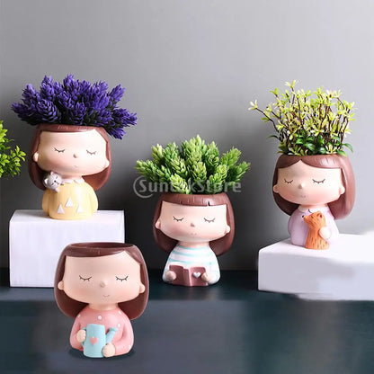 Mini 6.5cm Modern Succulent Pots Cute Girl Patterns Creative Lovely Little Princess Flowerpot for Bonsai Pots Home Decoration