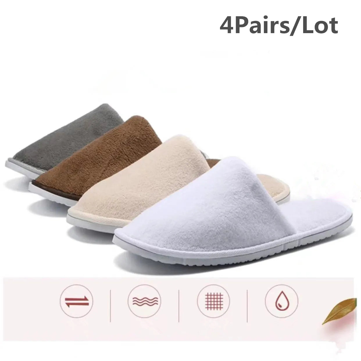 4 Pairs/Lot Mix Colors Coral fleece Men Women Cheap Disposable Hotel Slippers Cotton Slides Home Travel SPA Slipper Hospitality