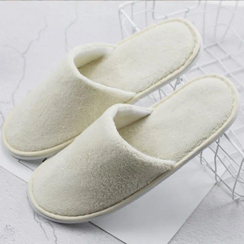 4 Pairs/Lot Mix Colors Coral fleece Men Women Cheap Disposable Hotel Slippers Cotton Slides Home Travel SPA Slipper Hospitality