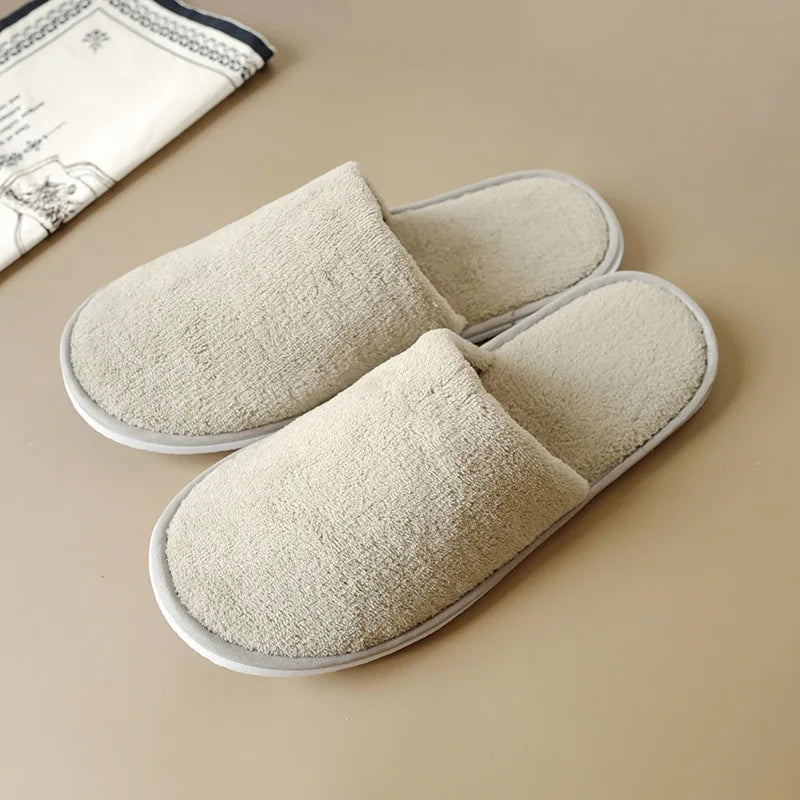 5Pairs/Lot Winter Cotton Slippers Men Women Hotel Disposable Slides Home Travel Sandals Hospitality Footwear One Size on Sale