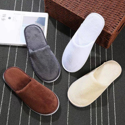 4 Pairs/Lot Mix Colors Coral fleece Men Women Cheap Disposable Hotel Slippers Cotton Slides Home Travel SPA Slipper Hospitality