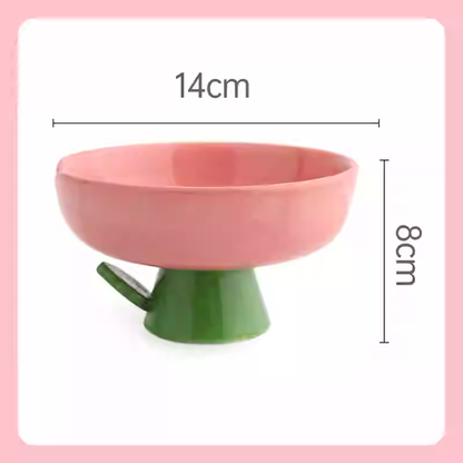 Pet Bowl Ceramic Bowl Cat and Dog Rice Bowl Drinking Bowl Anti-Tumble Tall Bowl Oblique Mouth Protection Cervical Spine Cute