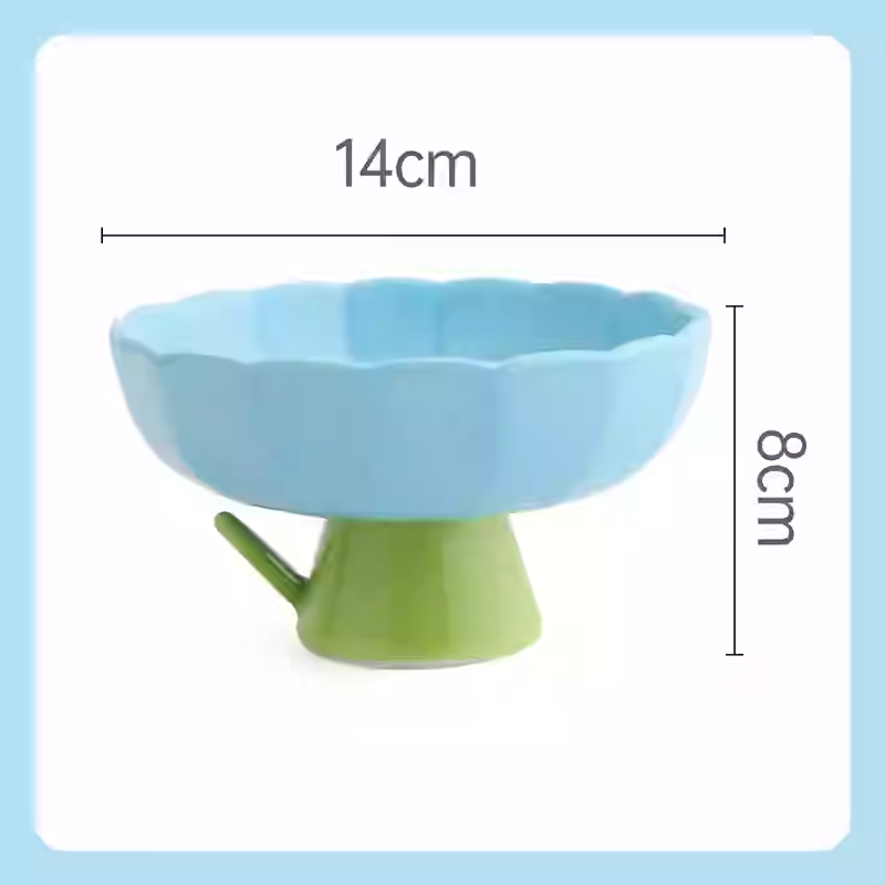 Pet Bowl Ceramic Bowl Cat and Dog Rice Bowl Drinking Bowl Anti-Tumble Tall Bowl Oblique Mouth Protection Cervical Spine Cute