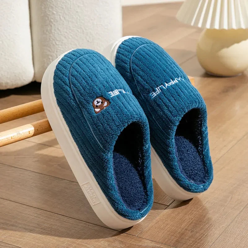 Cotton Slippers for Women Suitable for Home Use Indoor Anti Slip Confinement Shoes Thick Soled Warm for Couples Men Slippers