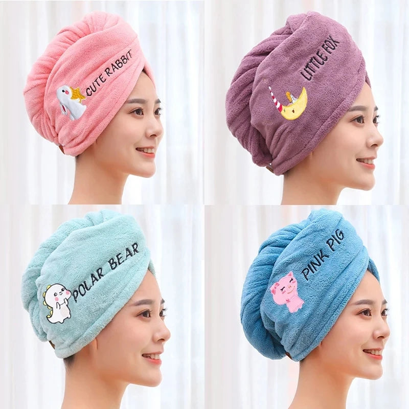 Microfiber Girls Hair Towel Super Absorbent Quick Drying Magic Shower Cap for Women Bathroom Hair Turban Twist Head Wrap