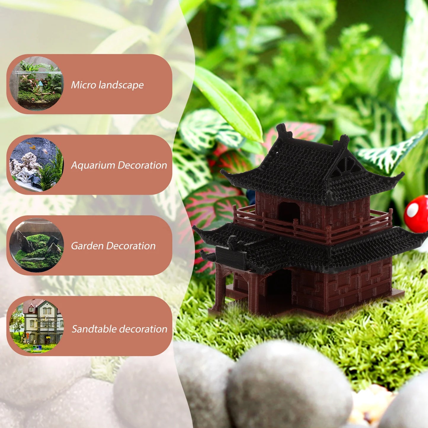 Pavilion Decorations Fish Tank Mini Aquarium Miniature Figurine Model Garden Decorate