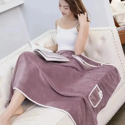 Wearable Style Bath Towels Soft  Absorbent Towel Dress Thickened Water Absorbing Bathrobe Wearable Camisole Coral Fleece Towel