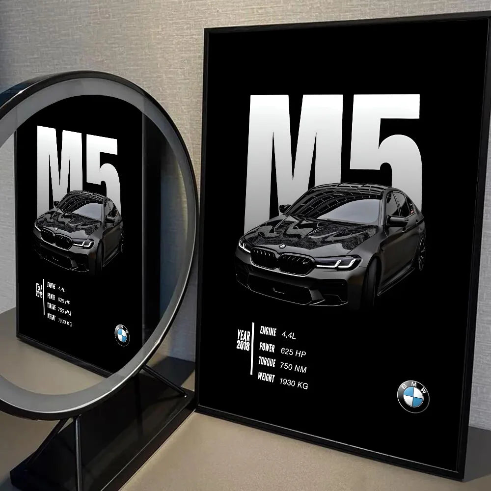 1PC Black And White B-BMW M3 M4 M5 Poster Poster Paper Print Home Living Room Bedroom Entrance Bar Cafe Art Painting Decoration