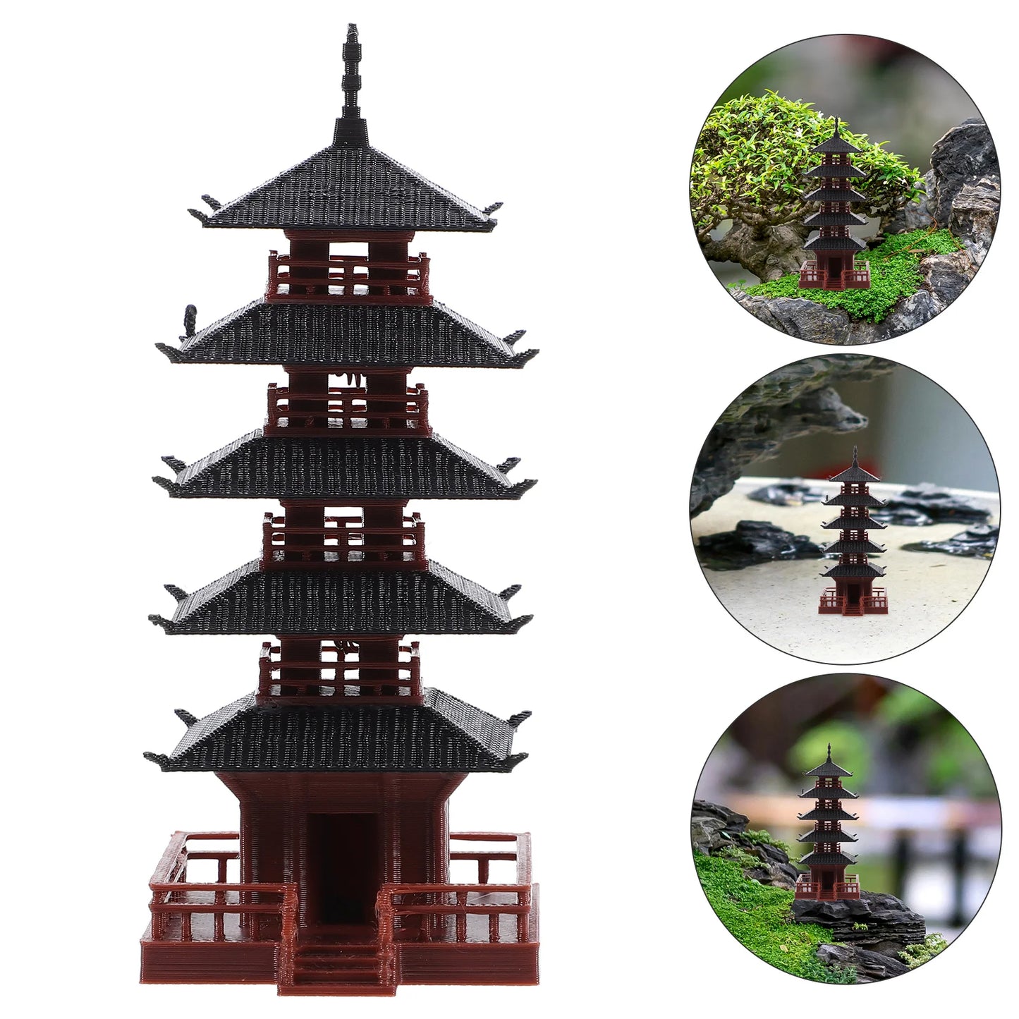 Ancient Pagoda Water and Land Tank Chinese Tower Model Decoration Mini Home Tabletop Pp Desktop