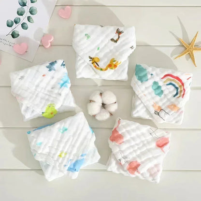 Muslin 6 Layers Cotton Soft Baby Towels Baby Face Towel Handkerchief Bathing Feeding Face Washcloth Wipe Burp Cloth Hand Towel