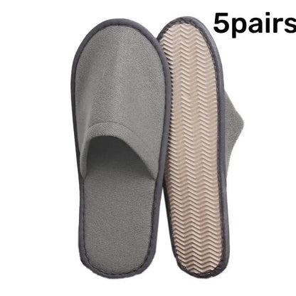 5Pairs Disposable Slippers Hotel Travel Slipper Party Home Guest Men Women Unisex Closed Toe Anti-slip Slippers Sanitary Sandals