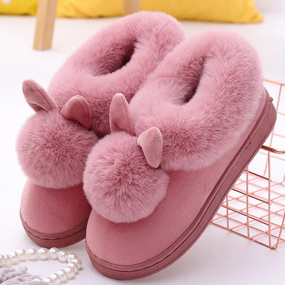 Pallene Warm Fuzzy Fluffy Slippers For Women 2024 Winter New Indoor Non-slip Plush Slides Indoor Soft Comfort Home Cotton Shoes