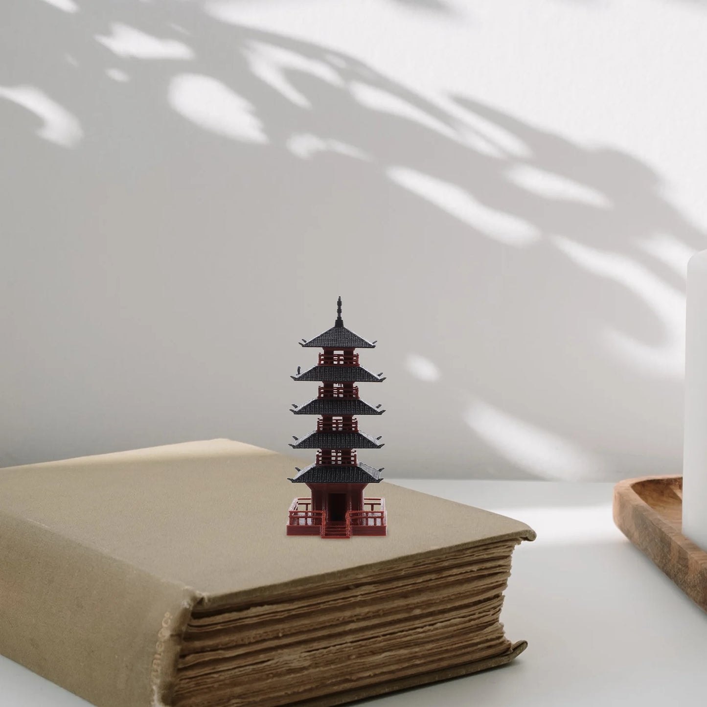 Ancient Pagoda Water and Land Tank Chinese Tower Model Decoration Mini Home Tabletop Pp Desktop