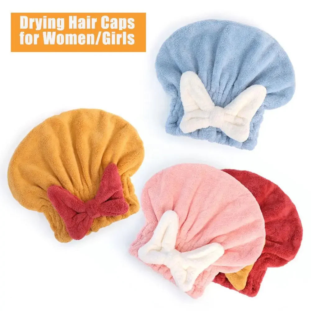 Microfiber Dry Hair Hat Quick Hair Drying Bath Towel Spa Bowknot Wrap Towel Cap Women Shower Cap Bathroom Accessories