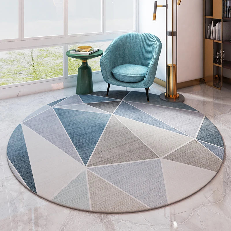 VIKAMA Geometric Round Floor Mat Modern Simple Living Room Carpet Bedroom Hanging Basket Swivel Chair Mat home decor