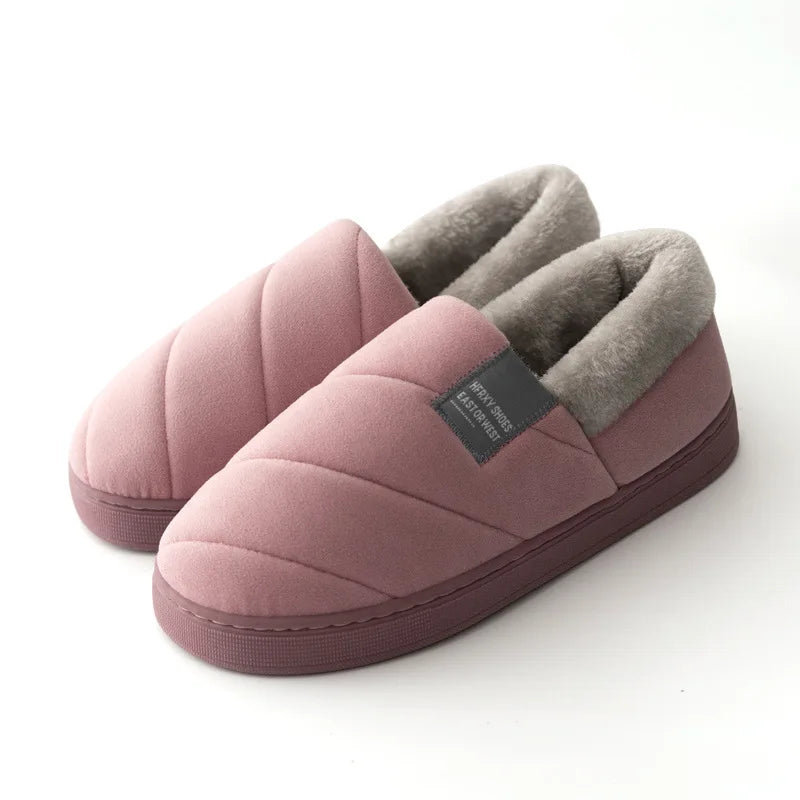 Large 46/47 Men Winter Warm Furry slippers Couples Casual Bedroom Outdoor Thick Sole Non-Slip Slides Fashion Shoes For Men