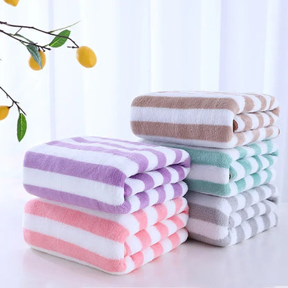 1PC 35x75cm Stripes Absorbent Quick Drying Bath Towel Sets Soft Adults Face Hand Towels Bathroom Microfiber Swim Bath Towels