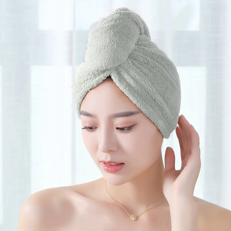 Microfiber Girls Hair Towel Super Absorbent Quick Drying Magic Shower Cap for Women Bathroom Hair Turban Twist Head Wrap