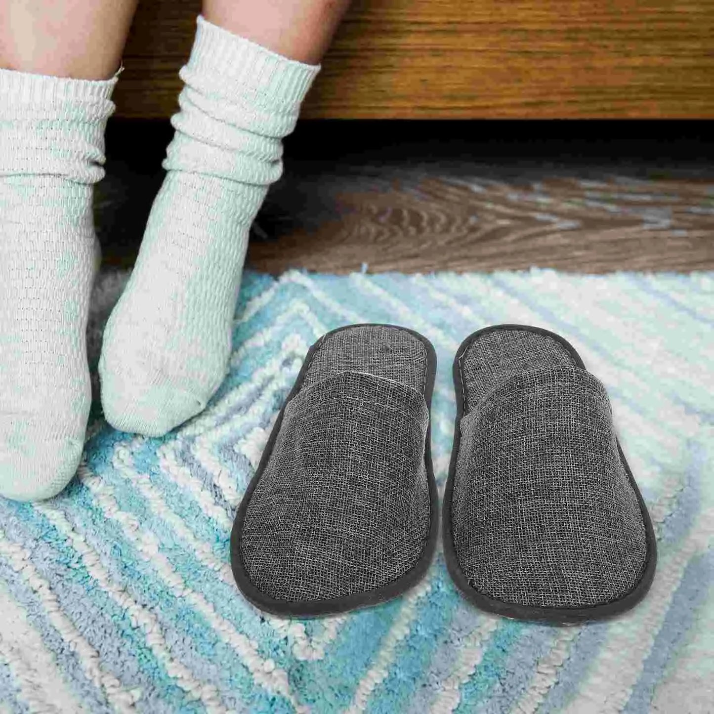 20 Pcs Home and Hotel Slippers Pairs Pack Shoes Comfortable Non-Slip Cotton Linen Spa Salon Vacation