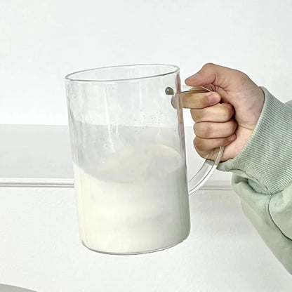 INS Style Straw Glass Cup with Handle with Lid Scale Water Cup Glass 1000ml Large Capacity Juice Milk Bottle Home Office