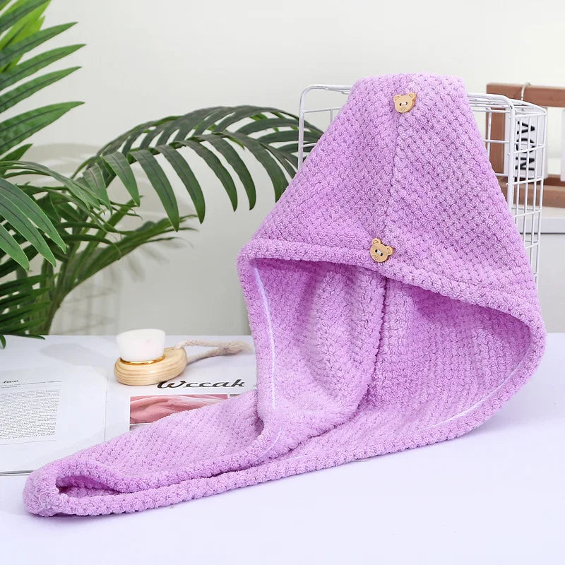 1pcs Hair Towel Women Girl's Magic Microfiber Shower Dry Hair Cap Bath Hats Bathroom Quick Drying Soft for Lady Turban Head