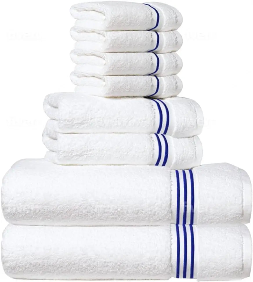 8-Piece Premium Towel Set, 2 Bath Towels, 2 Hand Towels, and 4 Wash Cloths, 100% Ring Spun Cotton Highly Absorbent Towels