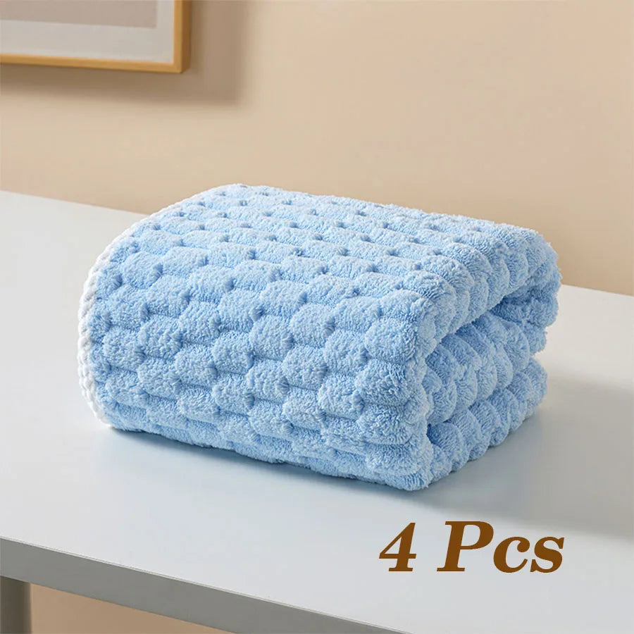 4 Counts Microfiber Bath Towels, 80% Polyester 20% Polyamide, Super Absorbent & Soft, Quick Dry, for Bathroom, Spa, Gym, Travel