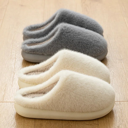 Winter Soft Plush Slippers Warm Skin Antislip Thick 4CM EVA Sole Comfortable