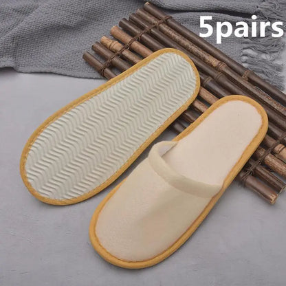 5Pairs Disposable Slippers Hotel Travel Slipper Party Home Guest Men Women Unisex Closed Toe Anti-slip Slippers Sanitary Sandals