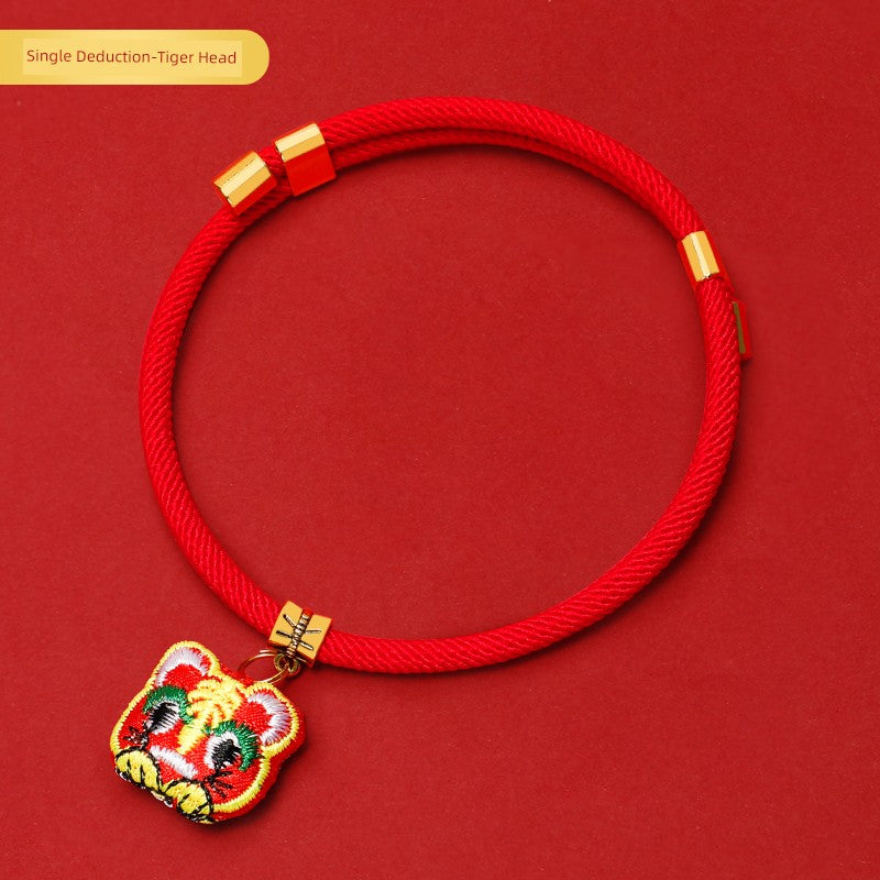 Pet Necklace Spring Festival Fu Character Puppy Dog Cat Collar Longevity Lock Accessories Neck Decoration New Year Scarf Ornament