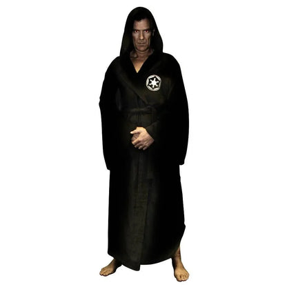 Male Flannel Robe Male With Hooded Thick Star Dressing Gown Jedi Empire Men's Bathrobe Winter Long Robe Mens Bath Robes Homewear