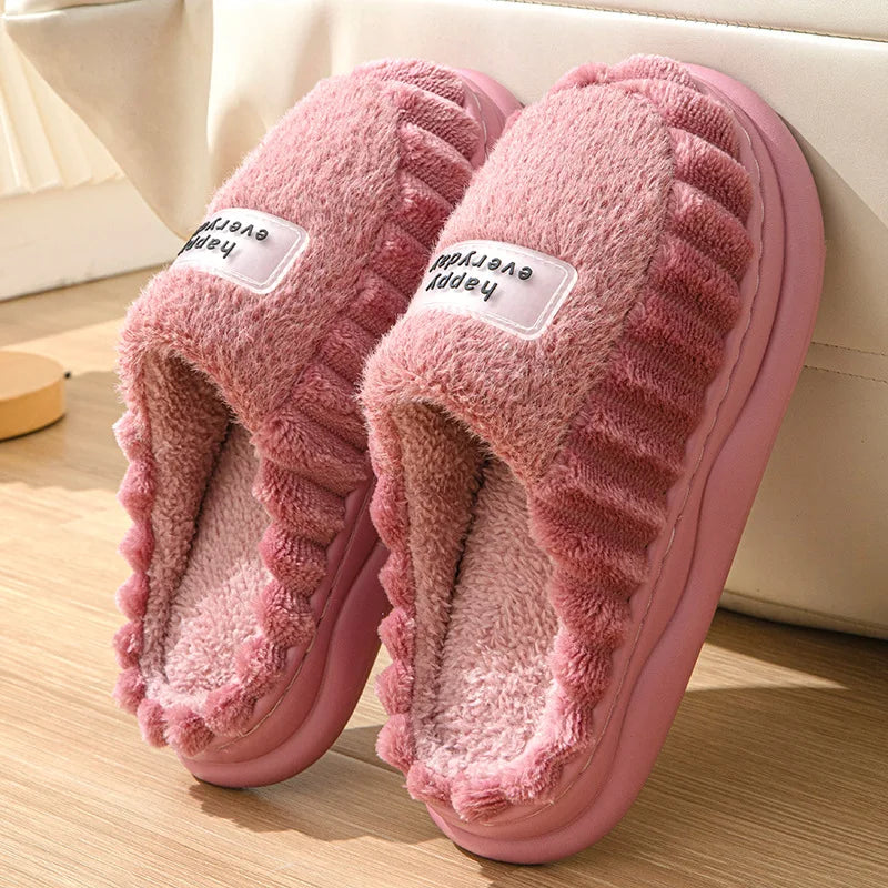 EVA Soft Sole Fluffy Slippers Women Winter Thick Warm Fur Anti-Slip Comfortable In Door Fashion