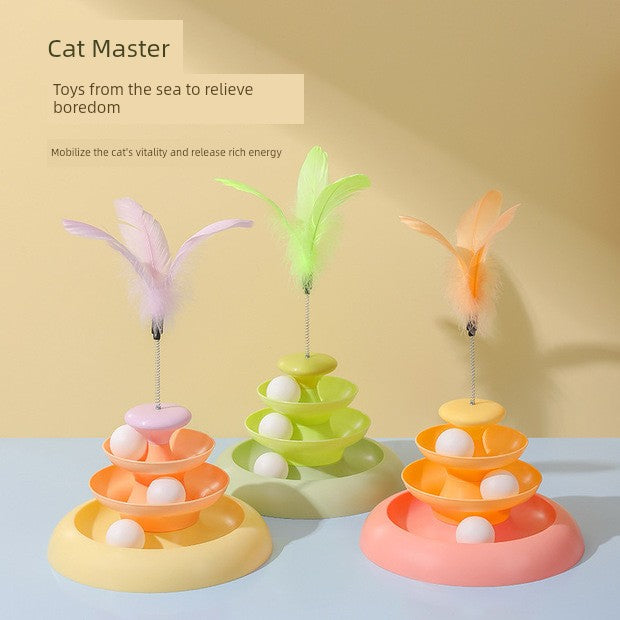 Cat Toy Fruit Colorful Cat Turntable Feather Turntable Self-Hi Relieving Stuffy Educational Pet Toy Cat Supplies