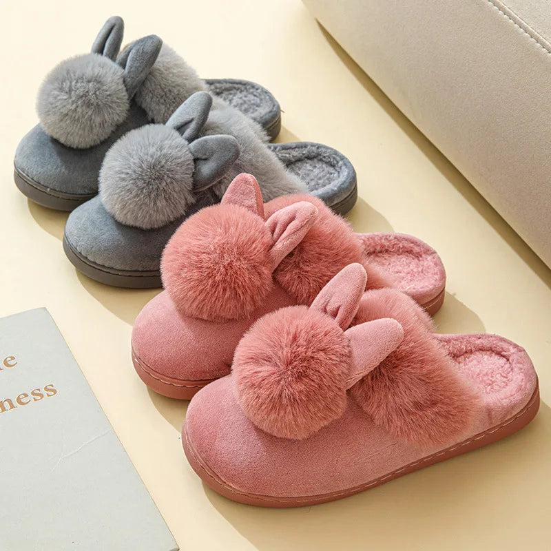 Pallene Warm Fuzzy Fluffy Slippers For Women 2024 Winter New Indoor Non-slip Plush Slides Indoor Soft Comfort Home Cotton Shoes