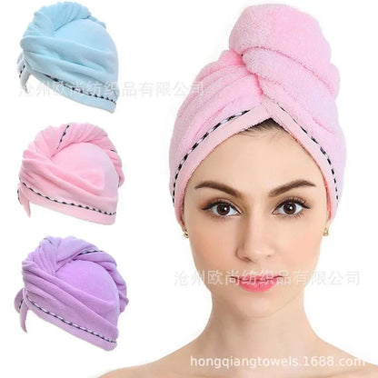 Quick-dry Hair Towel Women Hair Drying Hat Cap Hat Bath Hat Microfiber Solid Towel Cap Super Absorption Turban Hair Dry Cap