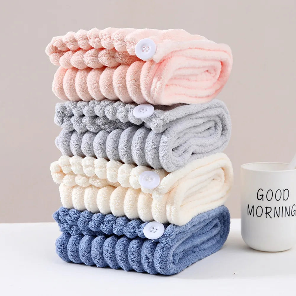 Quick-dry Hair Towel Women Hair Drying Hat Cap Hat Bath Hat Microfiber Solid Towel Cap Super Absorption Turban Hair Dry Cap