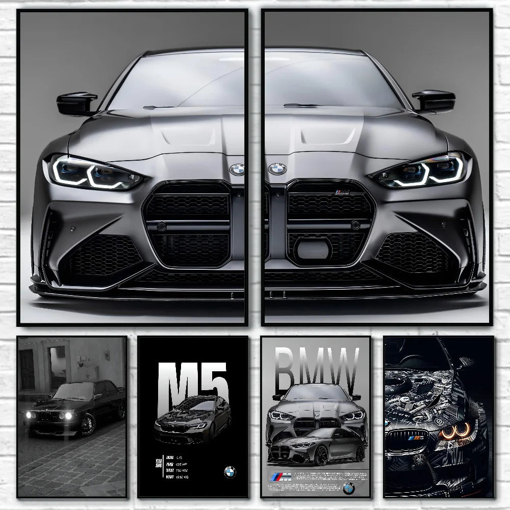 1PC Black And White B-BMW M3 M4 M5 Poster Poster Paper Print Home Living Room Bedroom Entrance Bar Cafe Art Painting Decoration