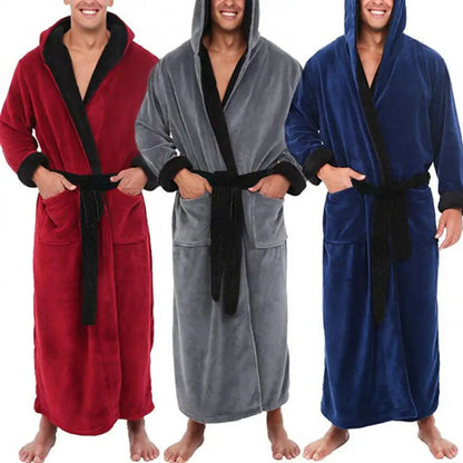 Bathrobe Clothes Nightgown Sleepwear Casual Long Sleeve Mens Man Winter Warm Flannel Robe Plush Shawl Male Bath Robe Lounge Home