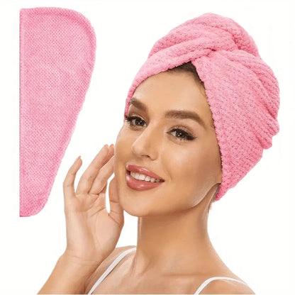 Solid Color Hair Towel Textured Dry Hair Cap 9.8 "X 25.5" Absorbent Hair Towel Wrap for Button-down Women