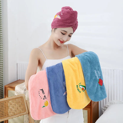 1pc Quickly Dry Hair Hat Super Absorbent Soft Bathroom Women Head Towels Girls Cute Hair Towel Hair Dry Wrap Bonnets