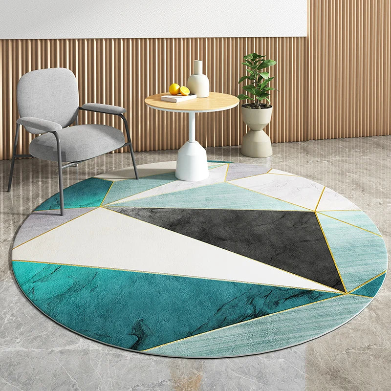 VIKAMA Geometric Round Floor Mat Modern Simple Living Room Carpet Bedroom Hanging Basket Swivel Chair Mat home decor