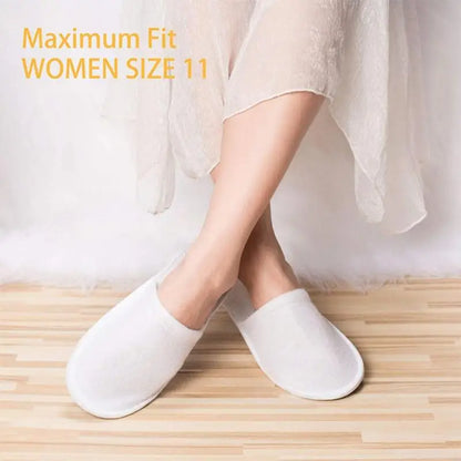 MXMF Disposable Slippers 12 Pairs Closed Toe Disposable Slippers Fit Size for Men and Women for Hotel Spa Guest Used(White)