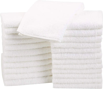 100% cotton towels Bathroom, quick drying salon towels, soft and highly absorbent, 24 packs, white, 12 x 12 inches