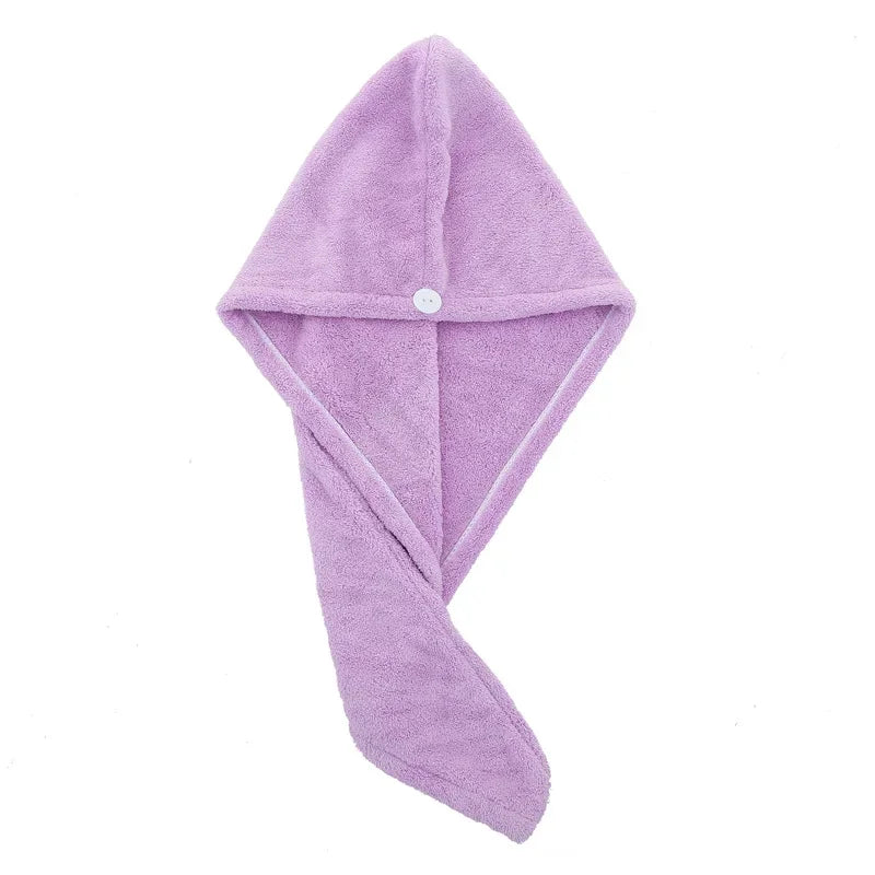 Purchase Products Microfiber Hair Towel Hair Cap with Button Feminine Bathroom Accessories Quick-drying Bathrobe Home Textile