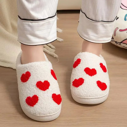 2024 Autumn Winter Family Fashion Slippers Women Home Warm Cartoon Flat Sandals Men Cute Non-slip Slides Smiling face Shoes