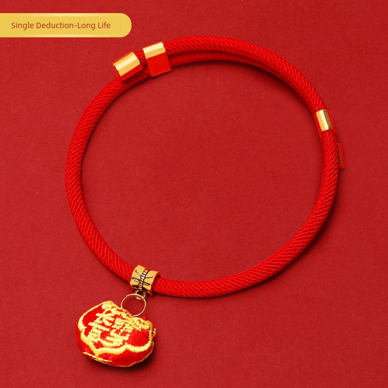 Pet Necklace Spring Festival Fu Character Puppy Dog Cat Collar Longevity Lock Accessories Neck Decoration New Year Scarf Ornament